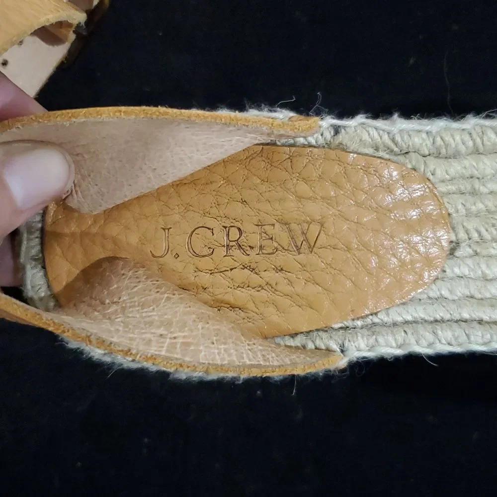 J. Crew Leather Wedge Espadrille Sandals Made In Spain Size 8